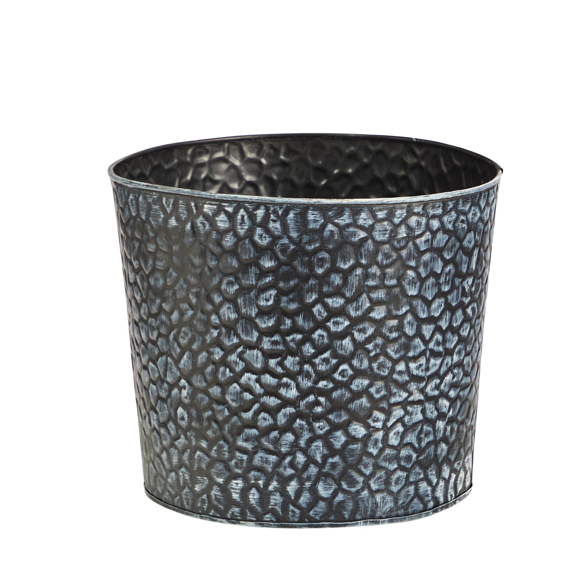 11.5" Embossed Tin Bucket with Pebble Pattern